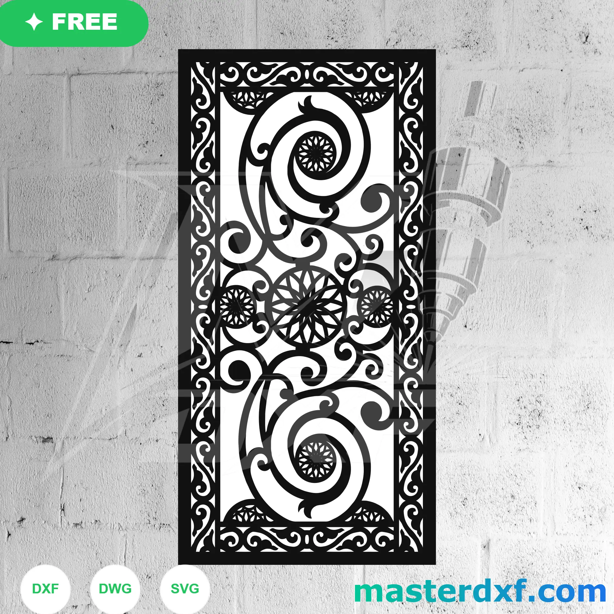 Ornate Baroque Medallion Filigree Double Gate Design DXF File